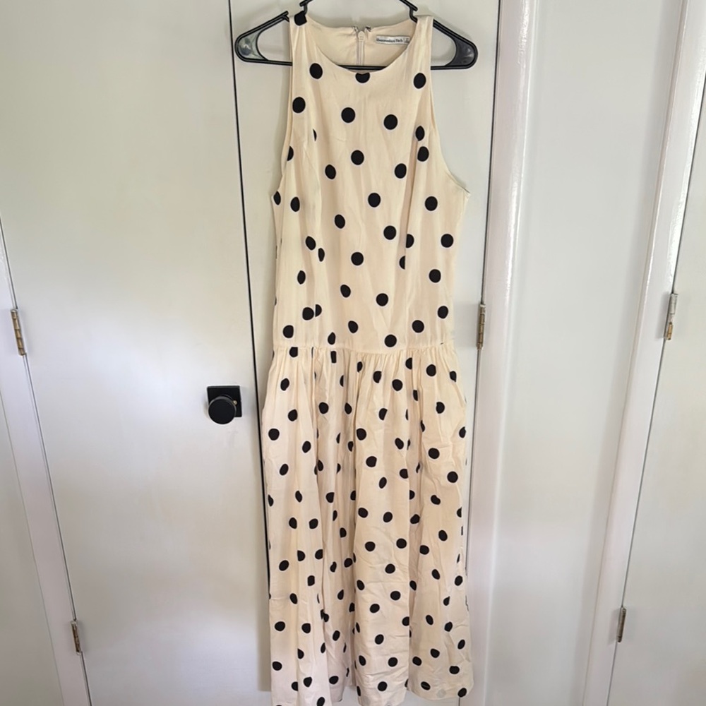 NWT Abercrombie & Fitch polka dot drop waist midi dress